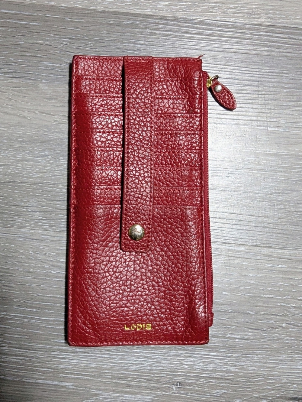 Lodis Red Pebbled  Leather Wallet